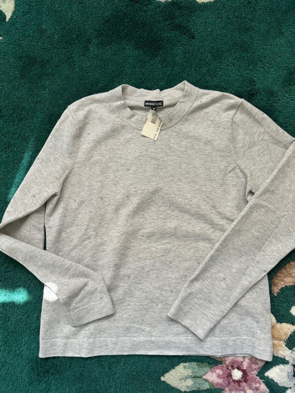 Minnie Rose gray "sweatshirt" with rhinestones NWT